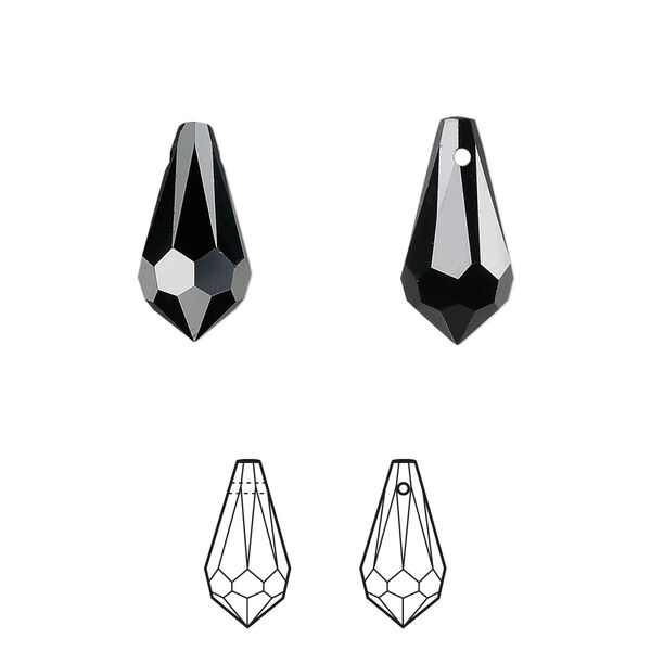 Drop 4pk jet, Crystal Passions® 15x7.5mm pendant teardrop 6000 image number 0