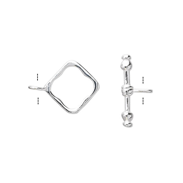 Clasp, toggle, sterling silver, 14mm diamond. Sold individually. image number 0