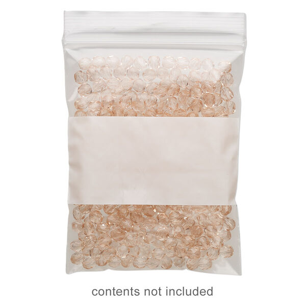 Bag, Tite-Lip™, plastic, clear and white, 3x4-inch top zip with block. Sold per pkg of 100. image number 0