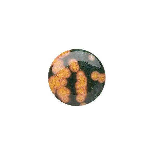 Cabochon, ocean jasper (natural), 16mm calibrated round, B grade, Mohs hardness 6-1/2 to 7. Sold individually. image number 0