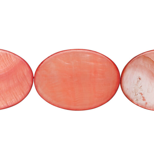 Mother-of-pearl shell 1pkg1, flat oval bead 15 inch tulip 24x17mm-25x18mm image number 0