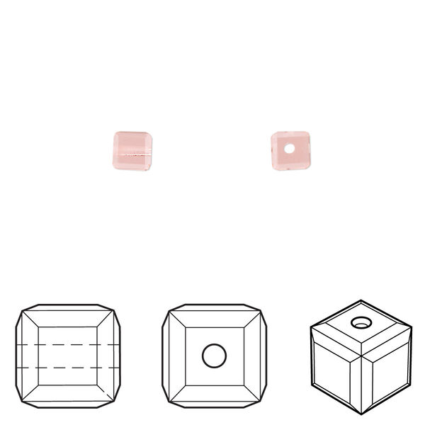 Bead 12pk light peach, Crystal Passions® 4mm cube 5601 image number 0