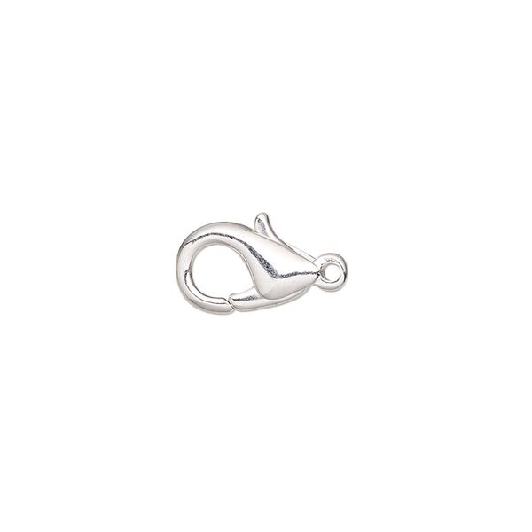 Clasp, lobster claw, silver-plated brass, 13x8mm. Sold per pkg of 100. image number 0