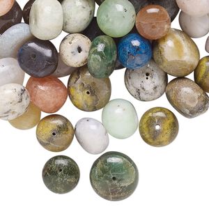 Multi-gemstone 1pkg1, hand-cut rondelle bead 2 oz mix 7x5mm-14x8mm