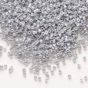 Seed bead, Delica®, glass, pkg/50g, #11 round, opaque luster ghost grey (DB-1570).