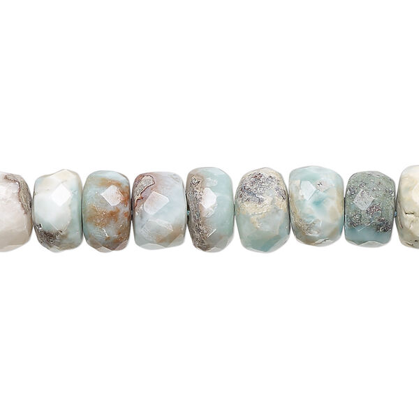 Larimar 1pkg1, hand-cut faceted rondelle bead natural D grade, 13 inch 8x4mm-9x6mm image number 0