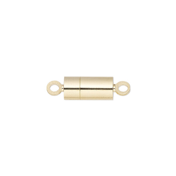Clasp, magnetic, gold-finished brass, 12x6mm barrel. Sold individually. image number 0