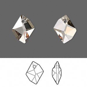 Drop 1pk crystal silver shade, Crystal Passions® 14x11mm pendant cosmic 6680