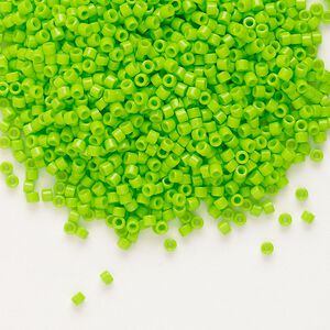 Seed bead, Delica®, glass, pkg/7.5g, #11 round, Duracoat® opaque outside dyed kiwi (DB-2121).
