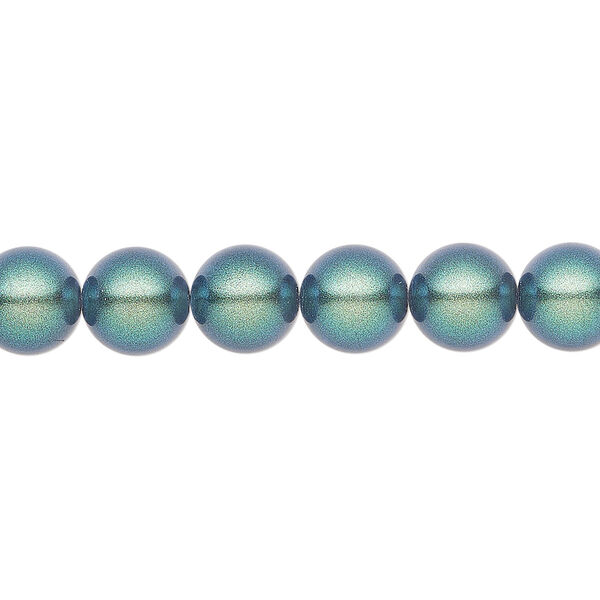 Pearl 100pk pearlescent peacock green, Preciosa Czech crystal 8mm round image number 0