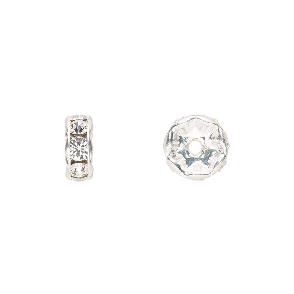 Bead 144pk crystal silver plate, Preciosa Czech crystal 8x3.5mm rondelle image number 0