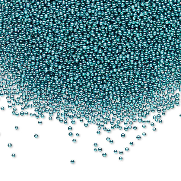Bead, coated glass, opaque turquoise blue, 1mm undrilled micro round. Sold per 15-gram vial. image number 0