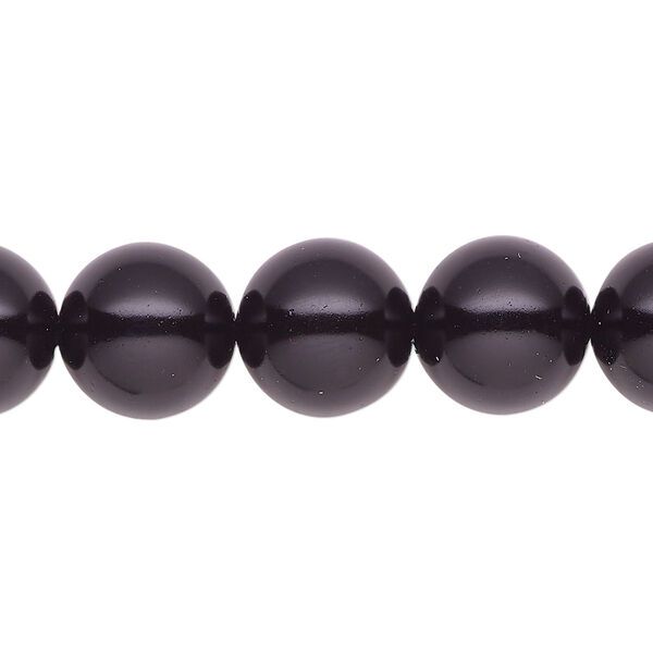 Pearl 1pk black, Celestial Crystal® 12mm round 15.5-16 inch image number 0