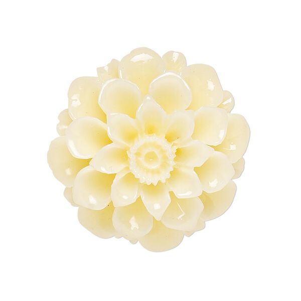 Embellishment, resin, antique white, 28mm undrilled flower. Sold individually. image number 0