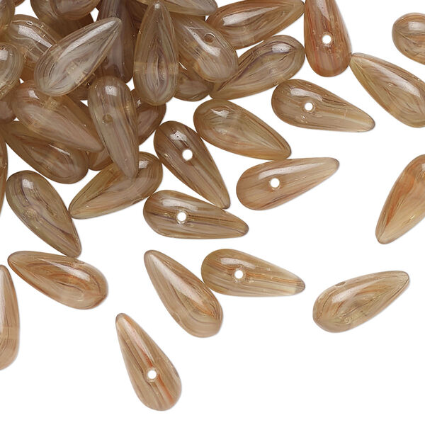 Bead, pressed glass, translucent light brown, 11x5mm top-drilled talon. Sold per 1-ounce pkg, approximately 90 beads. image number 0