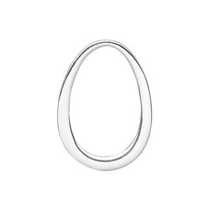 Component, sterling silver, 29.5x21mm open teardrop. Sold individually.