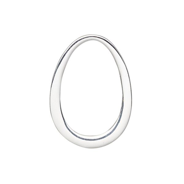 Component, sterling silver, 29.5x21mm open teardrop. Sold individually. image number 0