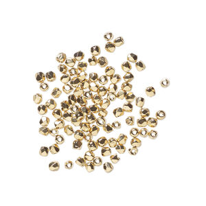 Bead 1pkg1200, fire-polished, 14Kt gold-plated glass, opaque clear, 2mm faceted round, 1 mass.
