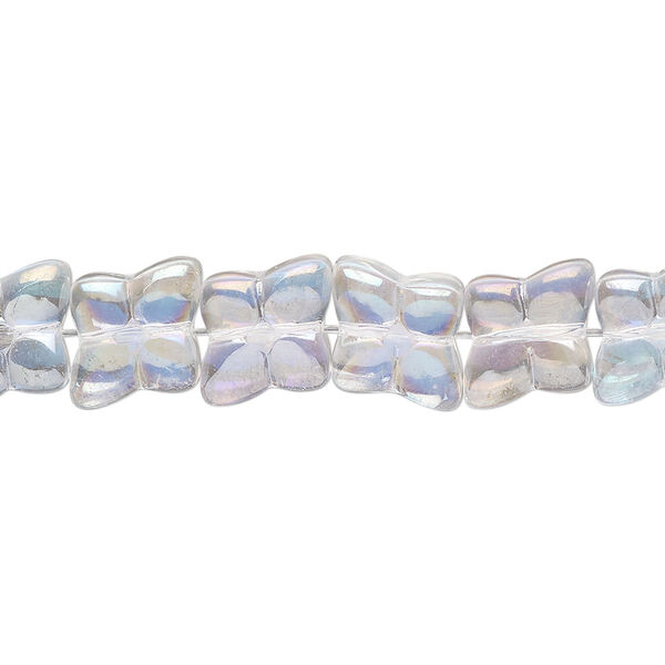 Bead, glass, translucent clear AB, 9mm flower. Sold per 15-1/2" to 16" strand. image number 0