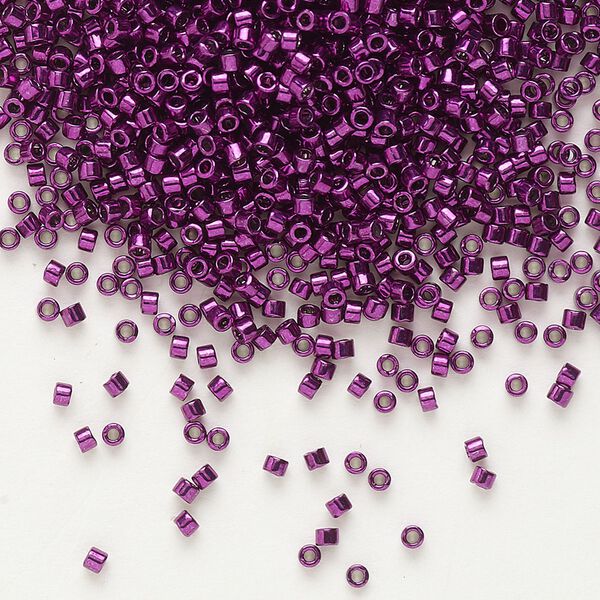 Seed bead, Delica®, glass, pkg/50g, #11 round, opaque nickel-plated dyed color dark magenta (DB-0463). image number 0