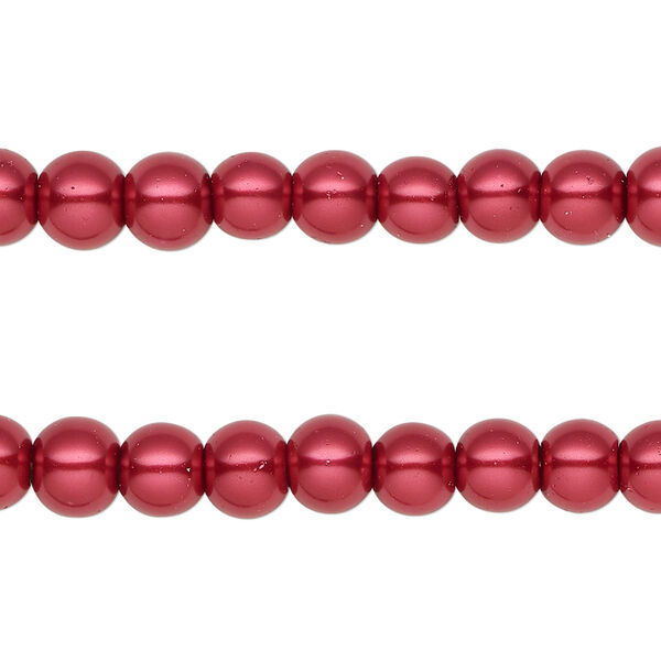 Bead, glass pearl, dark red, 5-6mm round. Sold per pkg of (2) 15-inch strands, approximately 140 beads. image number 0