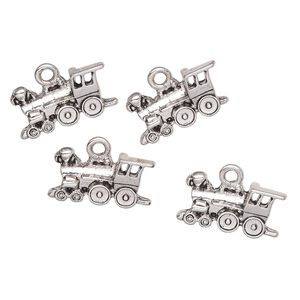 Charm, antique silver-finished "pewter" (zinc-based alloy), 17x8mm train. Sold per pkg of 4.