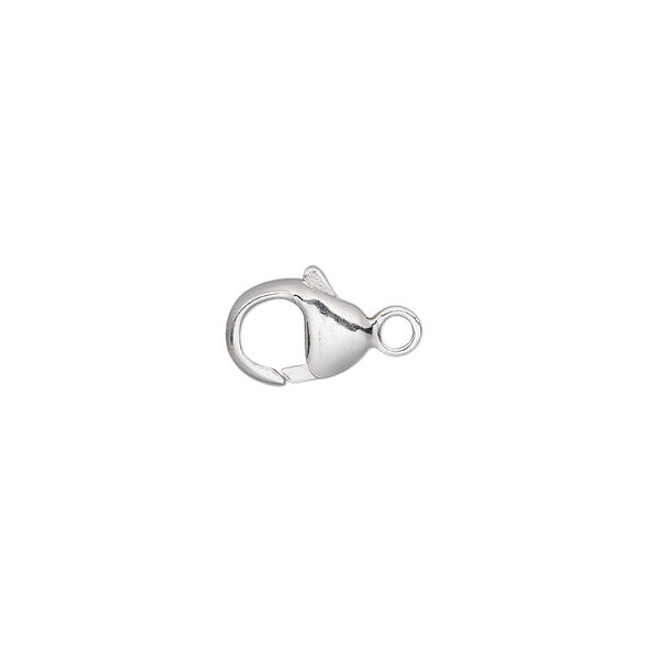 Clasp, lobster claw, sterling silver and steel, 9x7mm oval. Sold per pkg of 10. image number 0