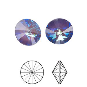 Chaton 2pk crystal ultra purple AB, Crystal Passions® 14mm rivoli 1122