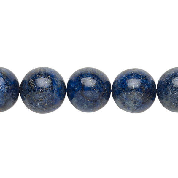 Bead, lapis lazuli (dyed), 12-13mm round, C grade, Mohs hardness 5 to 6. Sold per 8-inch strand, approximately 15 beads. image number 0