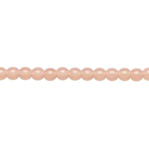 Bead, Preciosa, Czech glass druk, translucent pink opal, 4mm round. Sold per 15-1/2" to 16" strand.