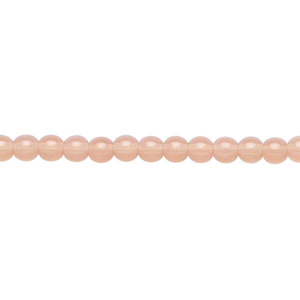 Bead, Preciosa, Czech glass druk, translucent pink opal, 4mm round. Sold per 15-1/2" to 16" strand. image number 0