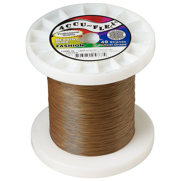 Beading wire, Accu-Flex®, nylon and stainless steel, copper, 49 strand, 0.014-inch diameter. Sold per 1,000-foot spool. image number 0