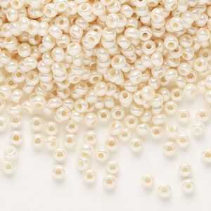 Seed bead, Preciosa Ornela Czech glass, pkg/50g, #8 rocaille, opaque shell luster chalkwhite, (46113).