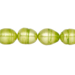 Freshwater pearl 1pkg1, rice, 14 inch chartreuse 9-10mm cultured