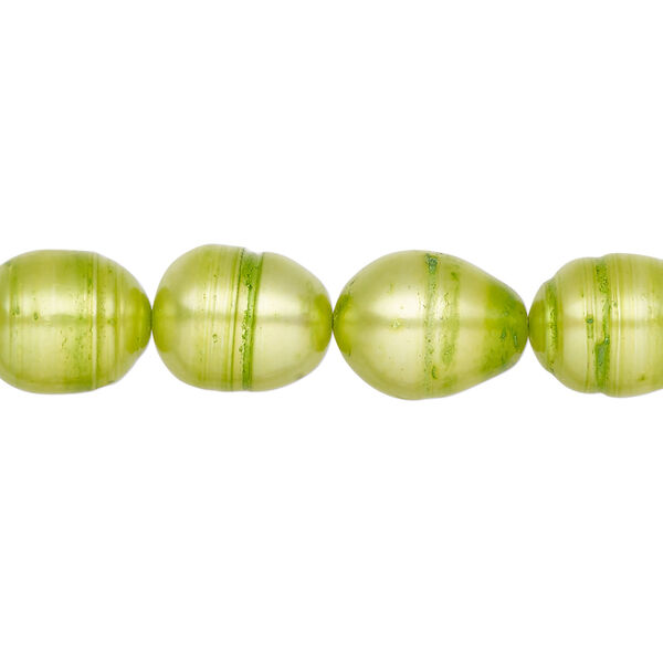Freshwater pearl 1pkg1, rice, 14 inch chartreuse 9-10mm cultured image number 0