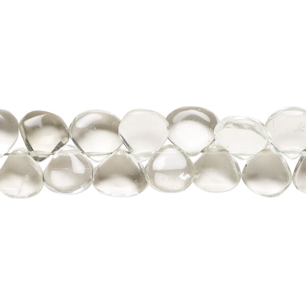 Green quartz 1pkg1, hand-cut top-drilled puffed teardrop bead 10 inch 7x6mm-9x9mm image number 0