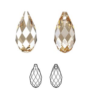 Briolette 6pk crystal golden shadow, Crystal Passions® 17x8.5mm pendant drop 6010