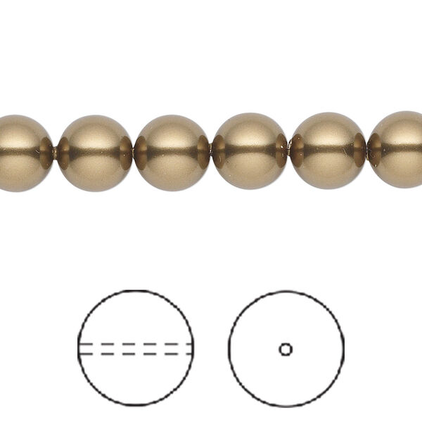 Pearl 50pk antique brass, Crystal Passions® 8mm round 5810 image number 0