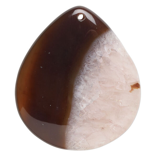 Focal, red and black agate (dyed), 50x43mm teardrop. Sold individually. image number 0