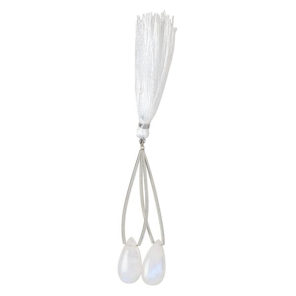 Rainbow moonstone 1pkg2, hand-cut top-drilled puffed teardrop bead natural 20x10mm image number 1