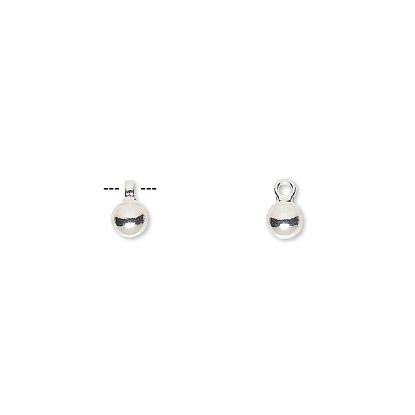 Drop, silver-finished "pewter" (zinc-based alloy), 4mm round. Sold per pkg of 10. image number 0