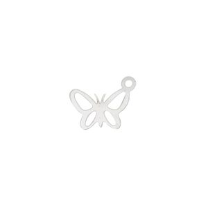 Charm, Lazer Lace™, stainless steel, 13mm double-sided open butterfly. Sold per pkg of 4.