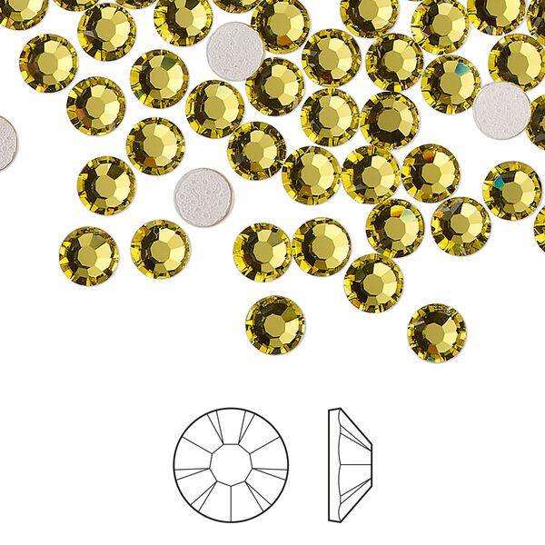 Flat back 144pk acid yellow foil back, Preciosa MAXIMA Czech crystal hotfix rhinestone 3-3.2mm chaton rose round SS12 image number 0