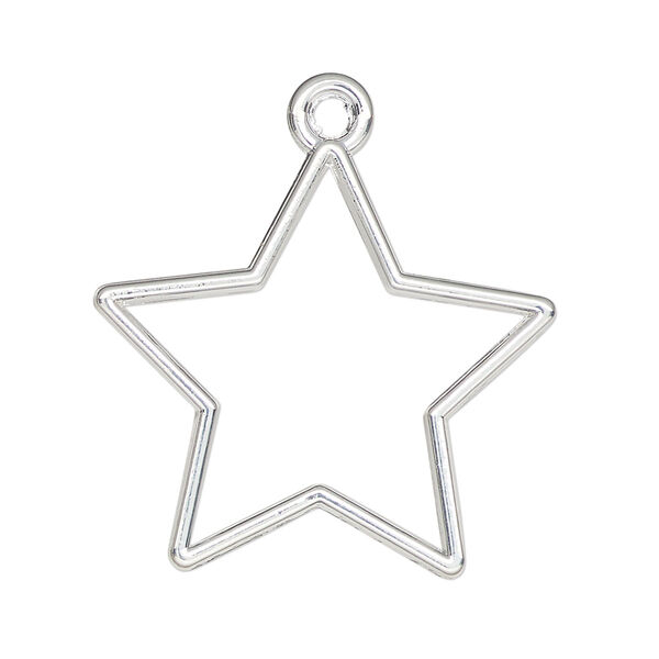 Component, resin frame, silver-finished "pewter" (zinc-based alloy), 31x29mm open star. Sold per pkg of 2. image number 0