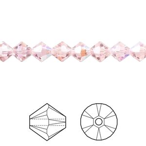 Bead 360pk light rose AB, Swarovski® 6mm XILION bicone 5328