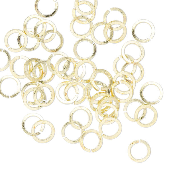 Jump ring, brass, 6mm hand-cut round square wire, 4.2mm inside diameter, 19 gauge. Sold per pkg of 50. image number 0