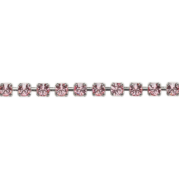 Cupchain, Vintage Crystal™, imitation rhodium-plated brass, light rose, 3.2mm round. Sold per 1-meter section. image number 0