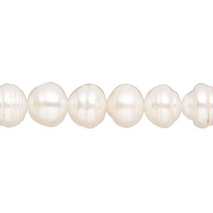 Pearl, cultured freshwater (bleached), white, 9mm semi-round, D grade, Mohs hardness 2-1/2 to 4. Sold per 15-inch strand.