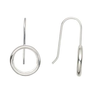 Ear wire fishhook 1pkg2 Almost Instant Jewelry® sterling silver, 27mm / 12mm rivoli glue-in open back setting, 20 gauge 1 pair