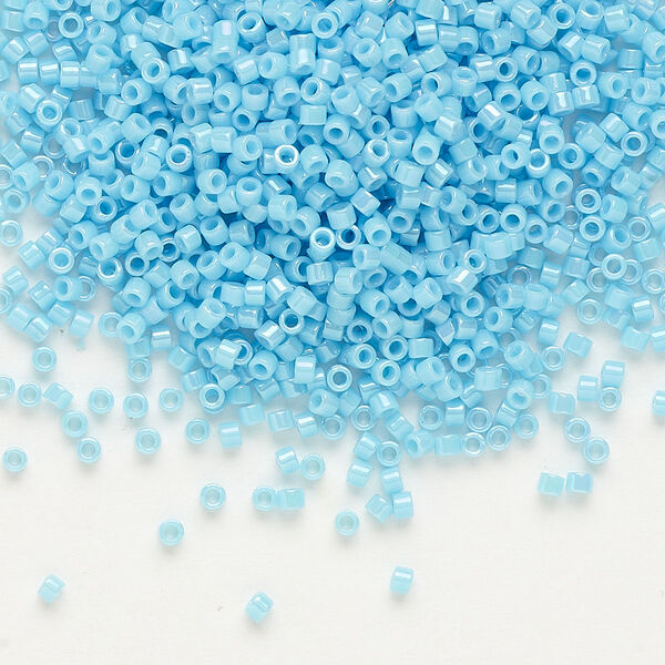 Seed bead, Delica®, glass, pkg/7.5g, #11 round, opaque rainbow luster turquoise blue (DB-0215). image number 0